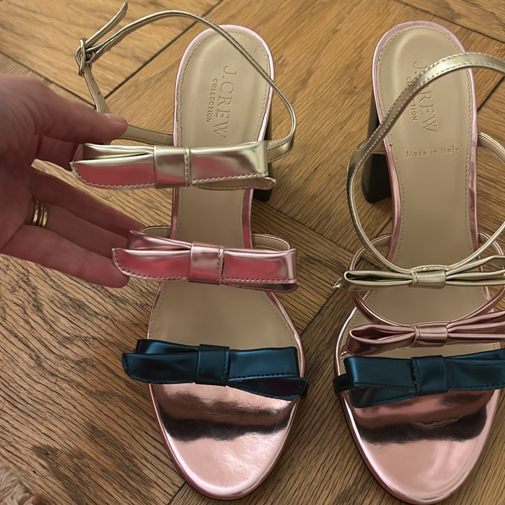 J. Crew Collection Tri-Color Bow Heels | Made in Italy - Picture 2 of 5